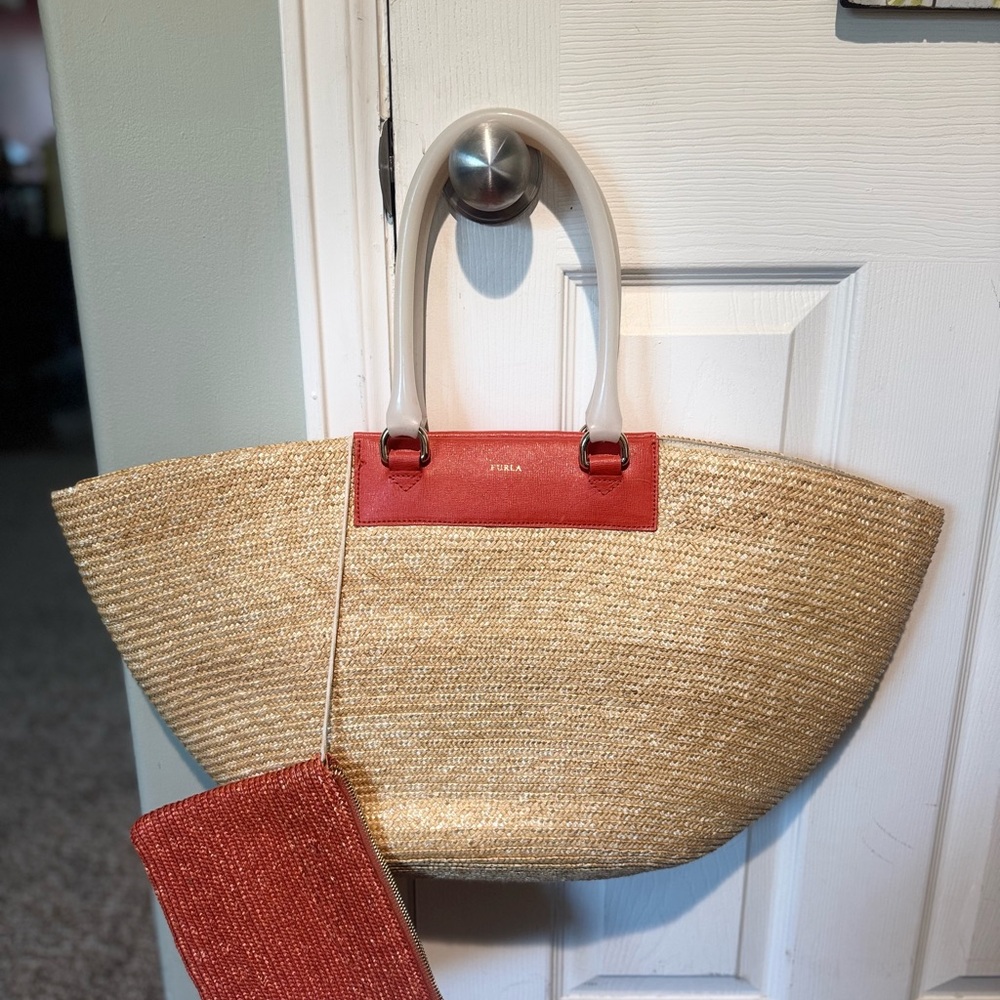 Furla Raffia Tote Bag with wallet